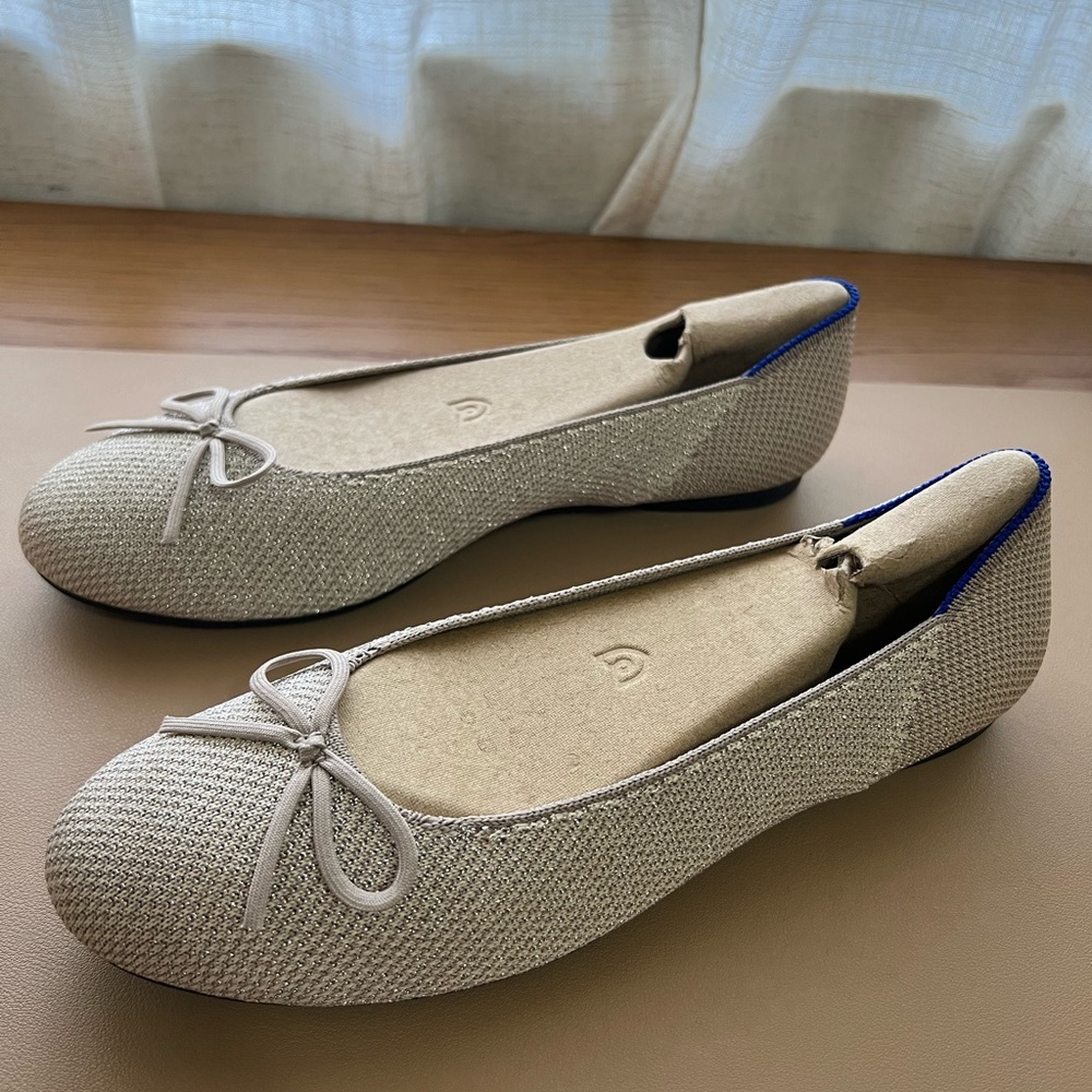 Rothy’s The Ballet Flat in Platinum Metallic